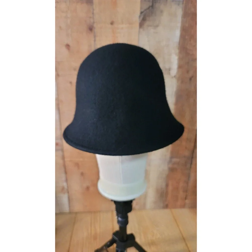 VTG Unbranded Black Wool Felt Blend Bucket Hat One Size Crushable